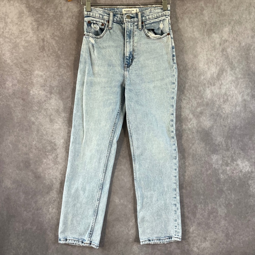 Abercrombie & Fitch The Ankle Straight Women 25 Light Blue Ultra High Rise Jeans